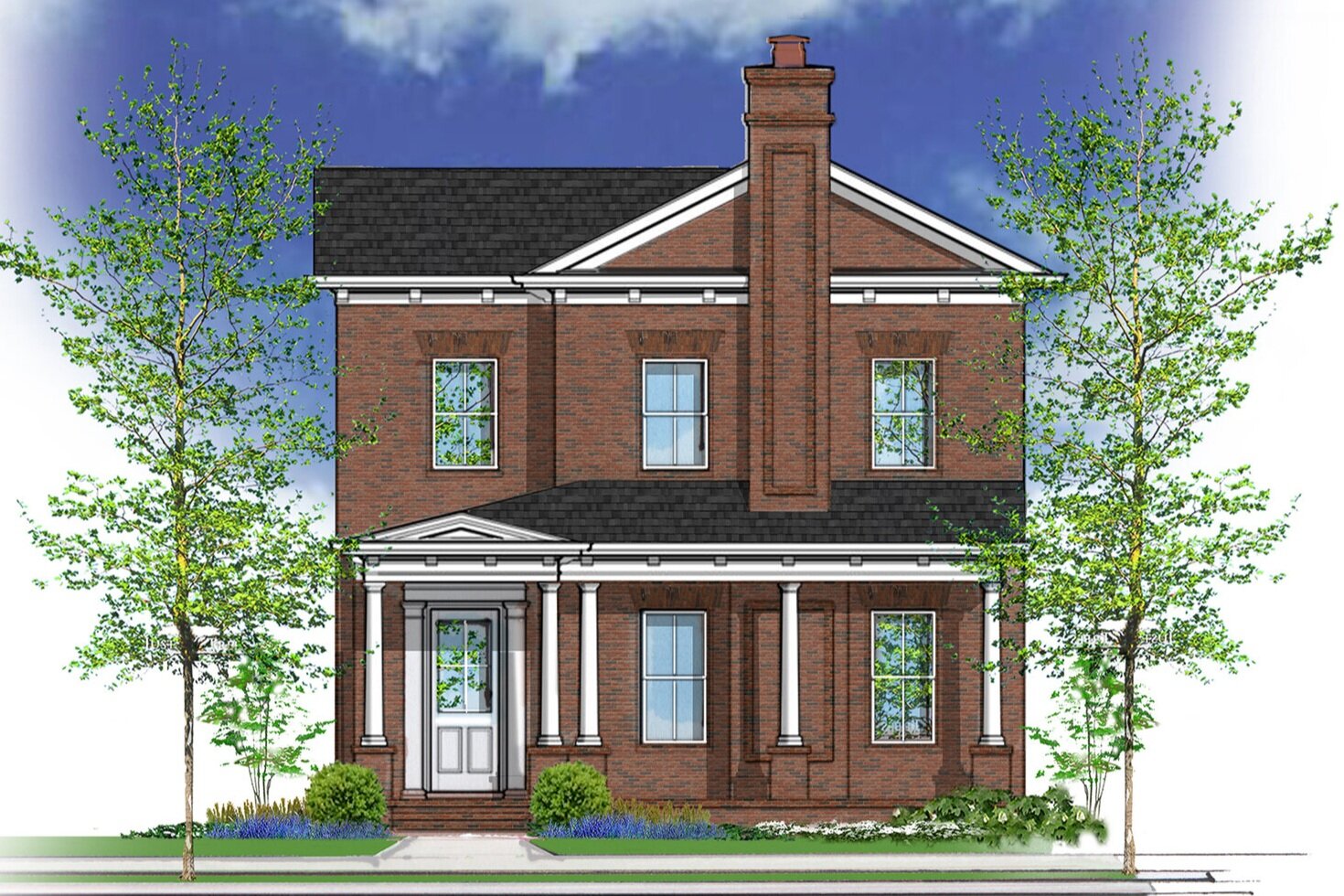 drawing of brick house